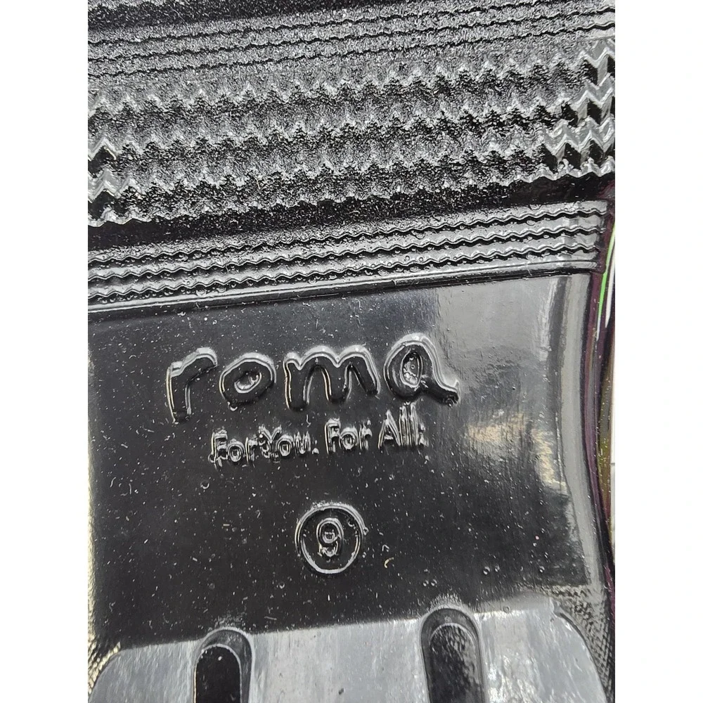 Roma Rain Boots Womens Size‎ 9 Black Floral Chelsea Ankle Rubber Waterproof New